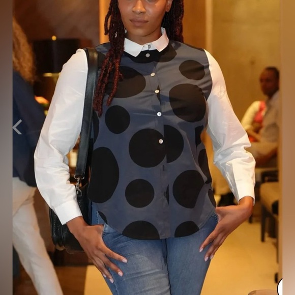 NWT URBAN BY ALEMBIKA URBAN DOTS
BUTTON DOWN SHIRT, NAVY - Picture 6 of 13